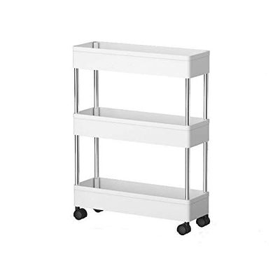 Heighten Kitchen trolleys, trolleys with Wheels, Two Options for Wide and Narrow Side, can be Used in Narrow Spaces, Kitchens, bathrooms,3 Floors,Narrow Side