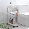 Heighten Kitchen trolleys, trolleys with Wheels, Two Options for Wide and Narrow Side, can be Used in Narrow Spaces, Kitchens, bathrooms,3 Floors,Narrow Side view 2