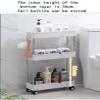 Heighten Kitchen trolleys, trolleys with Wheels, Two Options for Wide and Narrow Side, can be Used in Narrow Spaces, Kitchens, bathrooms,3 Floors,Narrow Side view 3