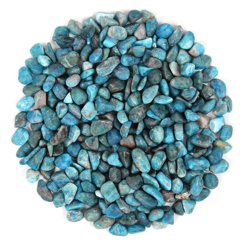 Orientrea 1.1lb Natural Crushed Blue Apatite Crystal Tumbled Chips-Blue Apatite Healing Crystals Chips Bulk, Crushed Crystal Gemstones for Crafts, Beautiful Package for Gift