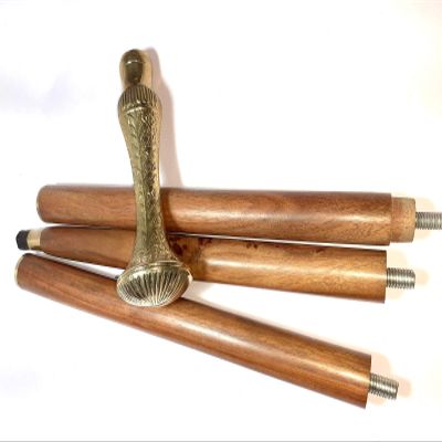 Ganga Nautical Solid Brass Handle Designer Canes Antique Wooden Walking Stick Vintage Cane Golden (Man & Woman)