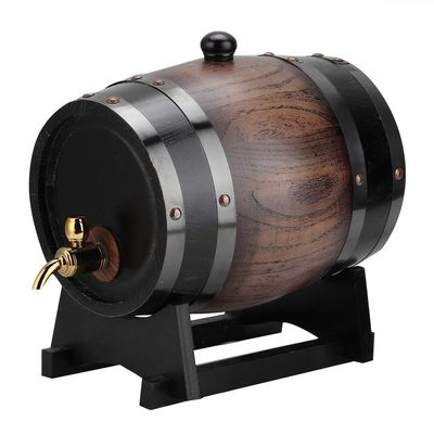 BHDD Oak Aging Barrel,3L Vintage Striped Black Red Oak Premium Wine Barrel Container With Faucet/Barrel Stand,Age Your Own Whiskey,Beer,Wine,Bourbon,Tequila,Rum For Home/Restaurant