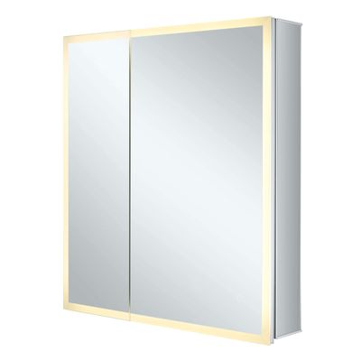 Fine Fixtures Bathroom Medicine Cabinet, Aluminum, Recessed/Surface Mount, 30" x 30", 2 Door, Mirrored w/LED