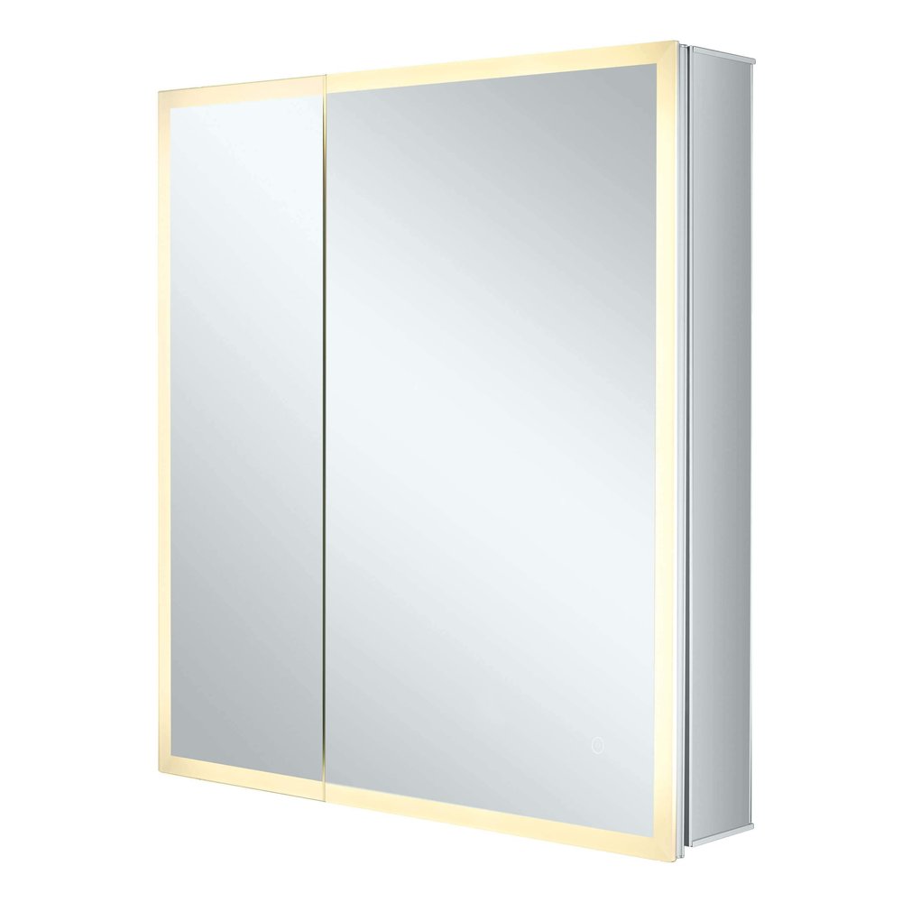 Fine Fixtures Bathroom Medicine Cabinet, Aluminum, Recessed/Surface Mount, 30" x 30", 2 Door, Mirrored w/LED