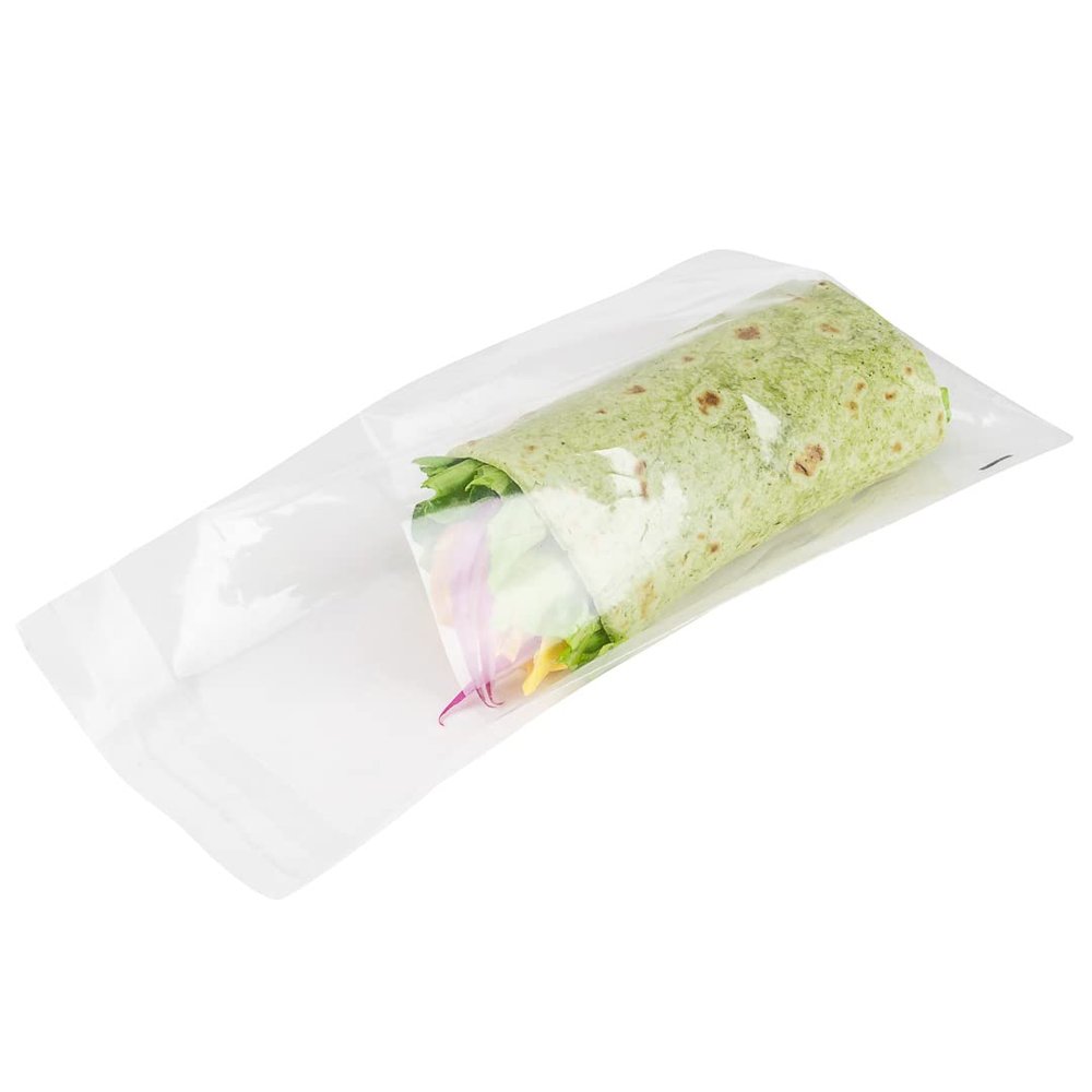 Restaurantware-7 x 5 Inch Treat Bags, 100 Microwavable Cookie Bags - Lip And Tape Design, Heat-Resistant, Clear Plastic Resealable Bakery Bag, Grease-Resistant, For Candy, Nuts, And Party Favors