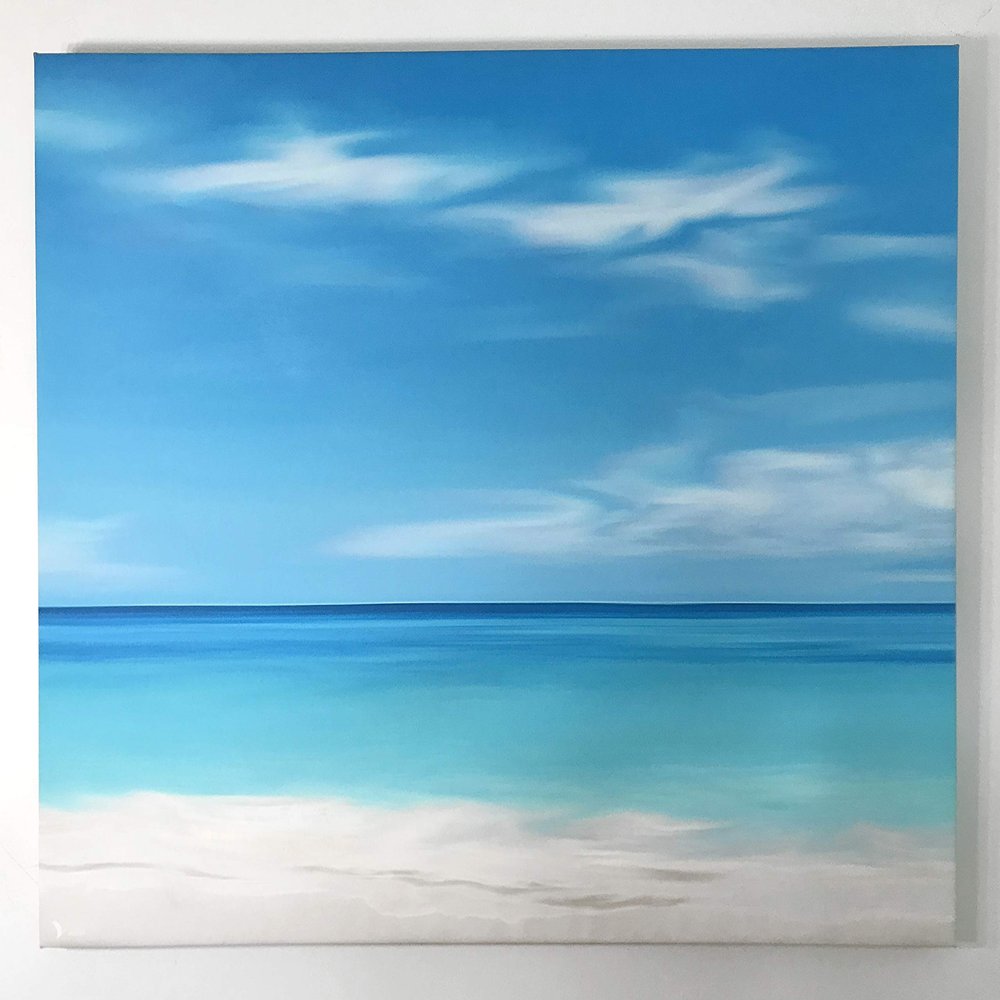 Boca Beach, 48" Wide X 36" Tall Hand Painted Digital Art, Printed with Archival Inks, with UV Protection