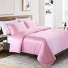 5 PC Satin Bedding Set Soft Silky Satin Bed Set with Zipper Closure & Corner Ties With 600 Thread Count 18'' Deep Pocket of Fitted Sheet (Duvet cover+Fitted+Flat+Pillowcases)Oversized King ,Pink view 2