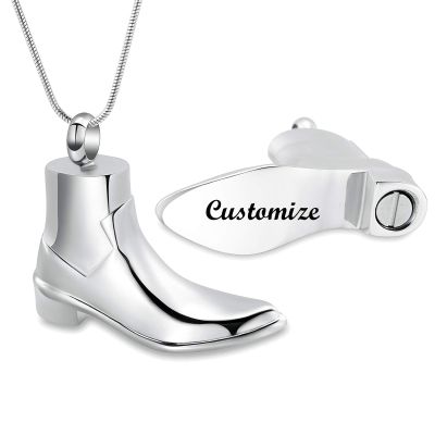 BAOWIQI Cremation Jewelry Shoe Shape Urn Necklace Ashes Keepsake Holder Memorial Urn Necklace Personality Necklace