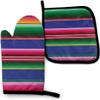 QIANKUI Colorful Mexican Stripes Oven Mitts and Pot Holder Kitchen Set, Heat Resistant Non-Slip Oven Mitten Glove for Cooking Baking BBQ Grilling view 1