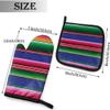 QIANKUI Colorful Mexican Stripes Oven Mitts and Pot Holder Kitchen Set, Heat Resistant Non-Slip Oven Mitten Glove for Cooking Baking BBQ Grilling view 2