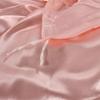 5 PC Satin Bedding Set Soft Silky Satin Bed Set with Zipper Closure & Corner Ties With 600 Thread Count 18'' Deep Pocket of Fitted Sheet (Duvet cover+Fitted+Flat+Pillowcases)Queen/Full ,Peach view 4