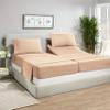 5 Pcs Split Bed Sheet Set + Duvet Cover with Zipper Closure & Corner Ties 100% Combed Cotton 600 TC Split Cal-King Size Sheet Set For Adjustable Bed All Around Fitted Upto 32" DP(6 PC | Taupe) view 2