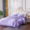 5 PC Satin Bedding Set Soft Silky Satin Bed Set with Zipper Closure & Corner Ties With 600 Thread Count 18'' Deep Pocket of Fitted Sheet (Duvet cover+Fitted+Flat+Pillowcases)Oversized King ,Lavender view 2