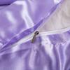 5 PC Satin Bedding Set Soft Silky Satin Bed Set with Zipper Closure & Corner Ties With 600 Thread Count 18'' Deep Pocket of Fitted Sheet (Duvet cover+Fitted+Flat+Pillowcases)Oversized King ,Lavender view 3