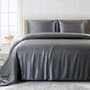 5 PC Satin Bedding Set Soft Silky Satin Bed Set with Zipper Closure & Corner Ties With 600 Thread Count 18'' Deep Pocket of Fitted Sheet (Duvet cover+Fitted+Flat+Pillowcases)Oversized King ,Grey view 1