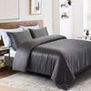 5 PC Satin Bedding Set Soft Silky Satin Bed Set with Zipper Closure & Corner Ties With 600 Thread Count 18'' Deep Pocket of Fitted Sheet (Duvet cover+Fitted+Flat+Pillowcases)Oversized King ,Grey view 2