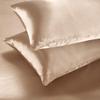 5 PC Satin Bedding Set Soft Silky Satin Bed Set with Zipper Closure & Corner Ties With 600 Thread Count 18'' Deep Pocket of Fitted Sheet (Duvet cover+Fitted+Flat+Pillowcases)Oversized King ,Khaki view 3