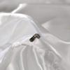 5 PC Satin Bedding Set Soft Silky Satin Bed Set with Zipper Closure & Corner Ties With 600 Thread Count 18'' Deep Pocket of Fitted Sheet (Duvet cover+Fitted+Flat+Pillowcases)Queen/Full ,White view 3