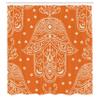 Ambesonne Hamsa Shower Curtain, Egyptian Boho Hand Shape Pattern Eye Design Bridal Night Inspired Art, Cloth Fabric Bathroom Decor Set with Hooks, 69" W x 75" L, Orange White view 2