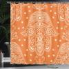 Ambesonne Hamsa Shower Curtain, Egyptian Boho Hand Shape Pattern Eye Design Bridal Night Inspired Art, Cloth Fabric Bathroom Decor Set with Hooks, 69" W x 75" L, Orange White view 3