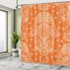 Ambesonne Hamsa Shower Curtain, Egyptian Boho Hand Shape Pattern Eye Design Bridal Night Inspired Art, Cloth Fabric Bathroom Decor Set with Hooks, 69" W x 75" L, Orange White view 4