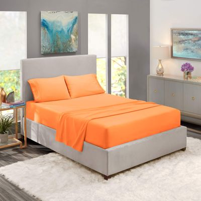 5 Pcs Split Bed Sheet Set + Duvet Cover with Zipper Closure & Corner Ties 100% Cotton 600 TC Split Cal-King Size Sheet Set For Adjustable Bed All Around Fitted Upto 32" DP(6 PC | Apricot Buff Orange)