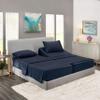 5 Pcs Split Bed Sheet Set + Duvet Cover with Zipper Closure & Corner Ties 100% Combed Cotton 600 TC Split Cal-King Size Sheet Set For Adjustable Bed All Around Fitted Upto 28" DP(6 PC | Navy Blue) view 2