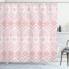 Ambesonne Tribal Shower Curtain, Hand Drawn Style Ethnic Pattern Geometric and Ornamental Aztec Design Print, Cloth Fabric Bathroom Decor Set with Hooks, 69" W x 75" L, Pale Pink view 1