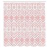 Ambesonne Tribal Shower Curtain, Hand Drawn Style Ethnic Pattern Geometric and Ornamental Aztec Design Print, Cloth Fabric Bathroom Decor Set with Hooks, 69" W x 75" L, Pale Pink view 2