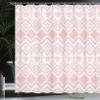 Ambesonne Tribal Shower Curtain, Hand Drawn Style Ethnic Pattern Geometric and Ornamental Aztec Design Print, Cloth Fabric Bathroom Decor Set with Hooks, 69" W x 75" L, Pale Pink view 3