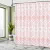Ambesonne Tribal Shower Curtain, Hand Drawn Style Ethnic Pattern Geometric and Ornamental Aztec Design Print, Cloth Fabric Bathroom Decor Set with Hooks, 69" W x 75" L, Pale Pink view 4