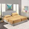 5 Pcs Split Bed Sheet Set + Duvet Cover with Zipper Closure & Corner Ties 100% Combed Cotton 600 TC Split Cal-King Size Sheet Set For Adjustable Bed All Around Fitted Upto 28" DP(6 PC | Vanilla) view 2