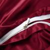 5 PC Satin Bedding Set Soft Silky Satin Bed Set with Zipper Closure & Corner Ties With 600 Thread Count 18'' Deep Pocket of Fitted Sheet (Duvet cover+Fitted+Flat+Pillowcases)Twin/TwinXL ,Wine Red view 2