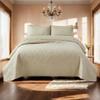 Brandream Luxury Beige Quilt Bedding Set King Size Cotton Luxury Elegant Medallion Matelasse Coverlet Set 3-Piece view 1