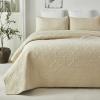 Brandream Luxury Beige Quilt Bedding Set King Size Cotton Luxury Elegant Medallion Matelasse Coverlet Set 3-Piece view 4
