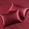 5 PC Satin Bedding Set Soft Silky Satin Bed Set with Zipper Closure & Corner Ties With 600 Thread Count 18'' Deep Pocket of Fitted Sheet (Duvet cover+Fitted+Flat+Pillowcases)Twin/TwinXL ,Burgundy view 3