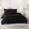 5 Pcs Split Bed Sheet Set + Duvet Cover with Zipper Closure & Corner Ties 100% Combed Cotton 600 TC Split Cal-King Size Sheet Set For Adjustable Bed All Around Fitted Upto 32" DP(6 PC | Black) view 3
