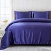 5 PC Satin Bedding Set Soft Silky Satin Bed Set with Zipper Closure & Corner Ties With 600 Thread Count 18'' Deep Pocket of Fitted Sheet (Duvet cover+Fitted+Flat+Pillowcases)Twin/TwinXL ,Blue view 1