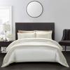 5 PC Satin Bedding Set Soft Silky Satin Bed Set with Zipper Closure & Corner Ties With 600 Thread Count 18'' Deep Pocket of Fitted Sheet (Duvet cover+Fitted+Flat+Pillowcases)Queen/Full ,Ivory view 1