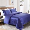 5 PC Satin Bedding Set Soft Silky Satin Bed Set with Zipper Closure & Corner Ties With 600 Thread Count 18'' Deep Pocket of Fitted Sheet (Duvet cover+Fitted+Flat+Pillowcases)Oversized King ,Blue view 2