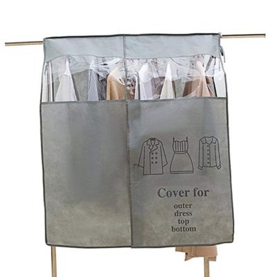 [2pcs] Garment Bags Clothes Cover, Portable Floor-Standing Hanger Dustproof Clothes Bag for Suit, Coat, Dress Closet Clothes Storage,Gray
