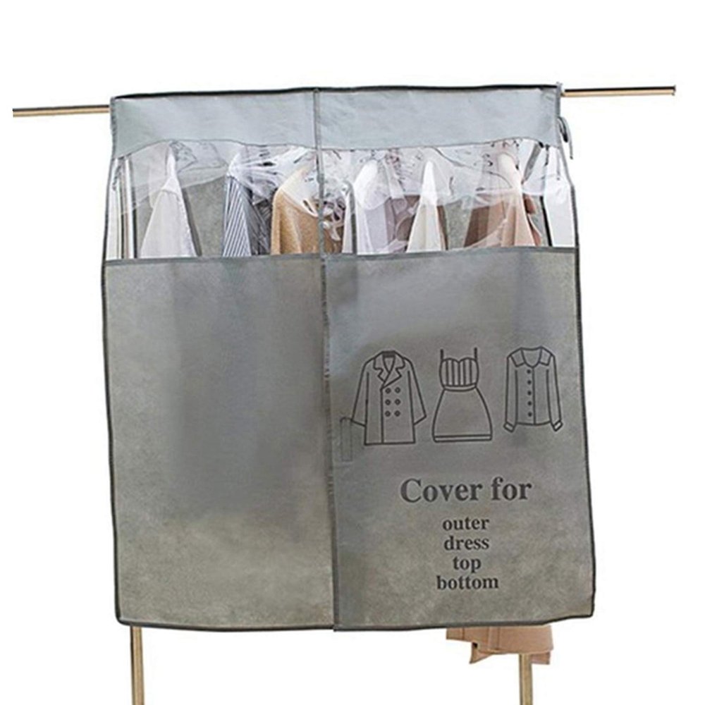 [2pcs] Garment Bags Clothes Cover, Portable Floor-Standing Hanger Dustproof Clothes Bag for Suit, Coat, Dress Closet Clothes Storage,Gray