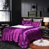 5 PC Satin Bedding Set Soft Silky Satin Bed Set with Zipper Closure & Corner Ties With 600 Thread Count 18'' Deep Pocket of Fitted Sheet (Duvet cover+Fitted+Flat+Pillowcases)Queen/Full ,Purple view 2