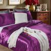 5 PC Satin Bedding Set Soft Silky Satin Bed Set with Zipper Closure & Corner Ties With 600 Thread Count 18'' Deep Pocket of Fitted Sheet (Duvet cover+Fitted+Flat+Pillowcases)Queen/Full ,Purple view 3