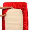 5 Pcs Split Bed Sheet Set + Duvet Cover with Zipper Closure & Corner Ties 100% Combed Cotton 600 TC Split Cal-King Size Sheet Set For Adjustable Bed All Around Fitted Upto 28" DP(6 PC | Cherry Red) view 3