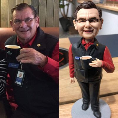 coloves Full Customized Bobblehead Realistic Figurines Art for Dead Family Grandpa/Grandma, Personalized Polymer Clay Figure Bespoke Sculpture for Special Memory Grandparents' Day