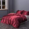 5 PC Satin Bedding Set Soft Silky Satin Bed Set with Zipper Closure & Corner Ties With 600 Thread Count 18'' Deep Pocket of Fitted Sheet (Duvet cover+Fitted+Flat+Pillowcases)Oversized King ,Burgundy view 2