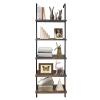 aboxoo Ladder Shelf Open Bookshelf 5-tier Wood Wall-mounted Bookcase Storage Rack Open Back Industrial Modern Plant Flower Stand Utility Organizer Bookcase Metal Frame Furniture Office Kitchen Bedroom view 1