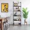 aboxoo Ladder Shelf Open Bookshelf 5-tier Wood Wall-mounted Bookcase Storage Rack Open Back Industrial Modern Plant Flower Stand Utility Organizer Bookcase Metal Frame Furniture Office Kitchen Bedroom view 2