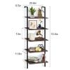 aboxoo Ladder Shelf Open Bookshelf 5-tier Wood Wall-mounted Bookcase Storage Rack Open Back Industrial Modern Plant Flower Stand Utility Organizer Bookcase Metal Frame Furniture Office Kitchen Bedroom view 3